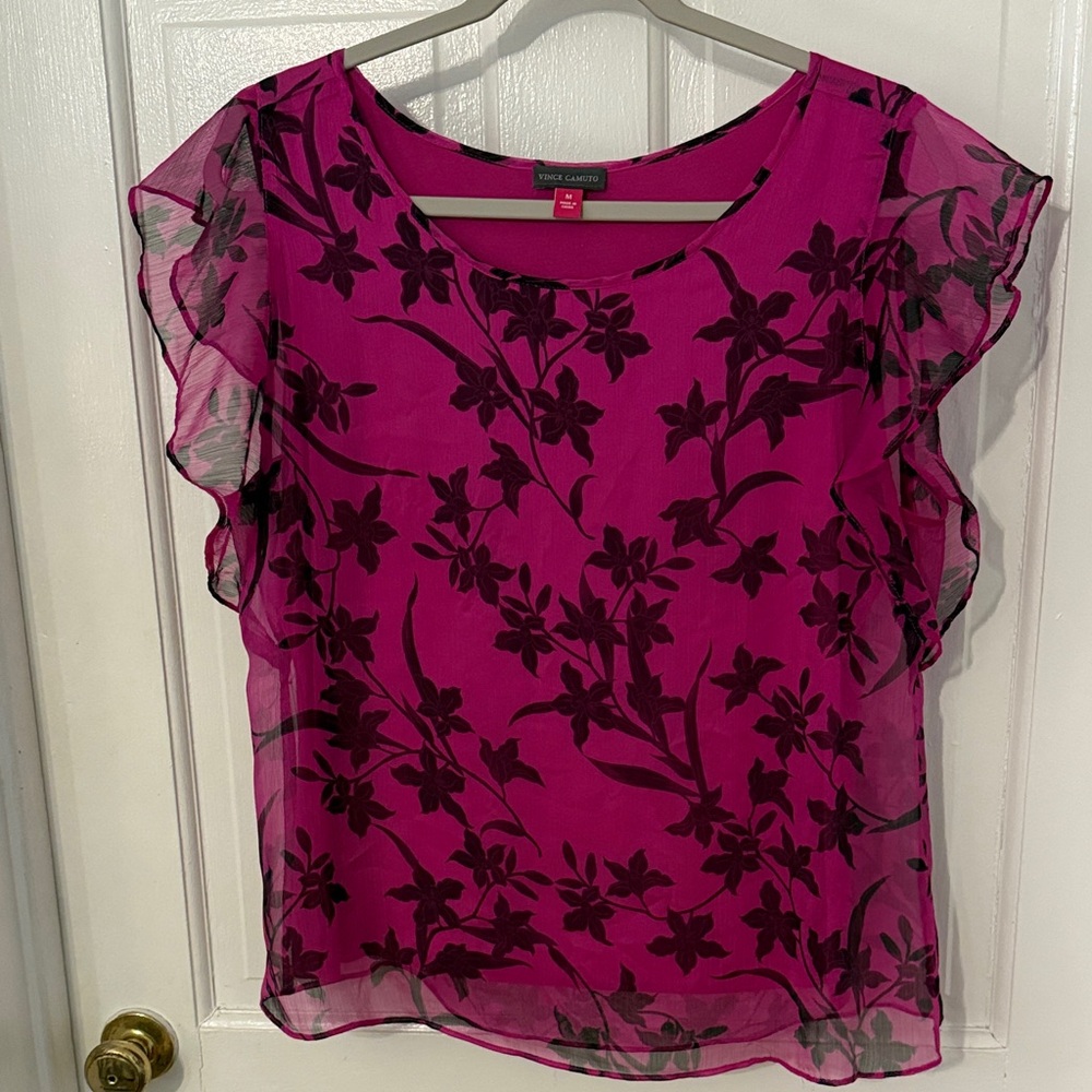 Vince Camuto Fuchsia Floral Blouse
